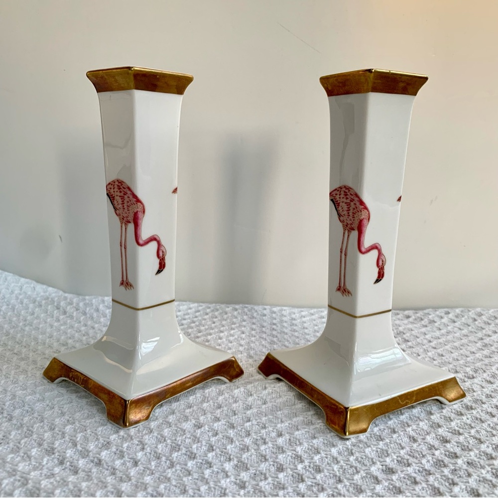 Villeroy & Boch Porcelain Flamingo Candle Holders, Set of 2